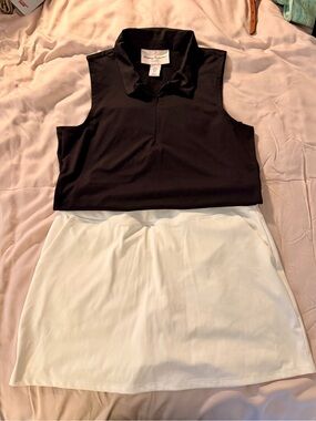 Tommy Bahama Golf Matching Golf Set | Black Polo White Skort | Medium